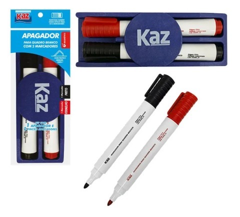 APAGADOR QUADRO BRANCO C/2 CANETAS KAZ